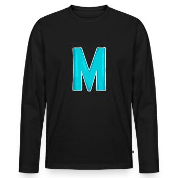 Letter M Initial Letter - Men's Premium Organic Long Sleeve Shirt - black - Front - Nico (187cm)