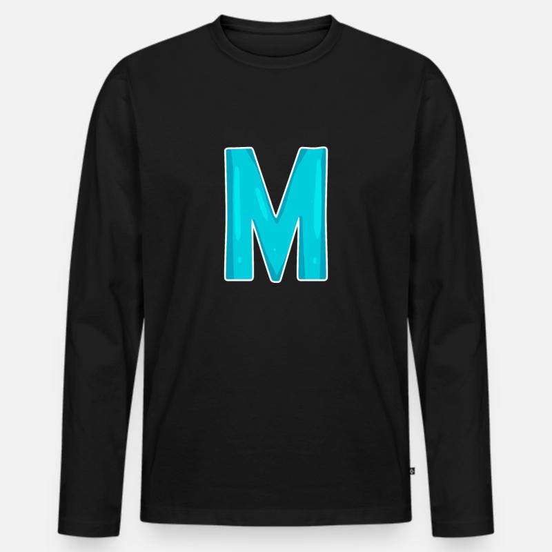 Buchstabe M Anfangsbuchstabe - Männer Premium Bio Langarmshirt - Schwarz