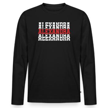 t-shirt Alexandra t-shirt cadeau texte empilé - T-shirt manches longues Premium bio Homme - noir - Devant - Nico (187cm)