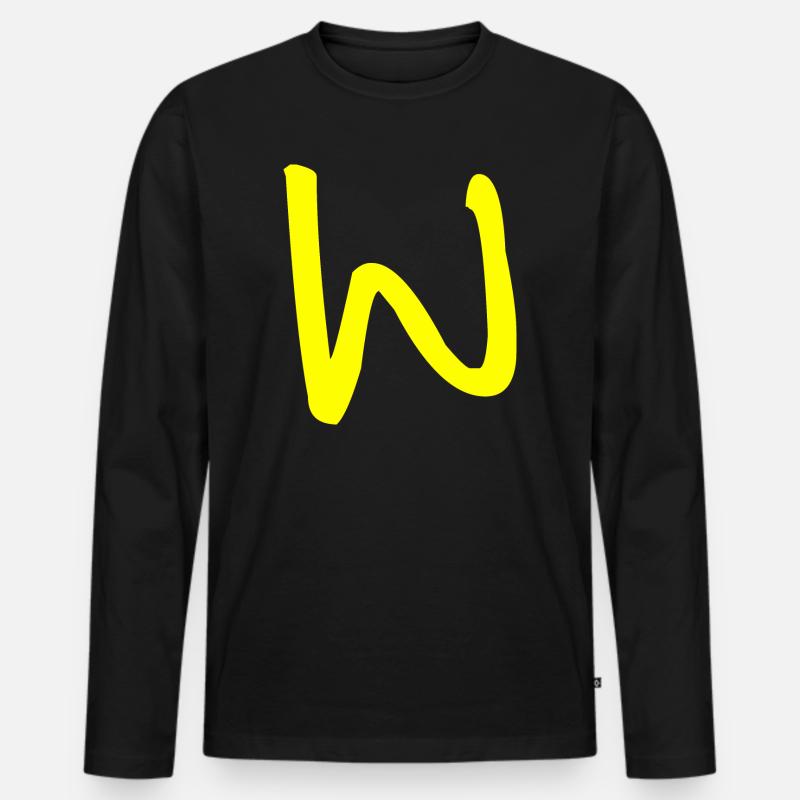 Buchstabe W - Männer Premium Bio Langarmshirt - Schwarz