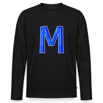 Lettre M - Lettre initiale M - T-shirt manches longues Premium bio Homme - noir - Devant - Nico (187cm)
