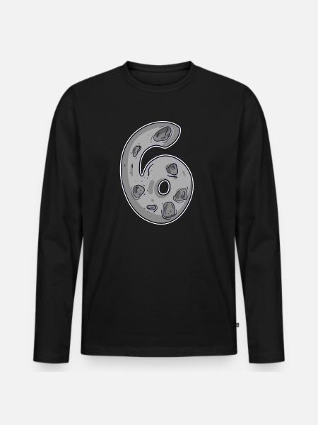 Number 6 Number Space Moon - Men's Premium Organic Long Sleeve Shirt - black