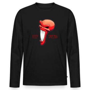 Keep Smiling - Männer Premium Bio Langarmshirt - Schwarz - Vorne - Nico (187cm)