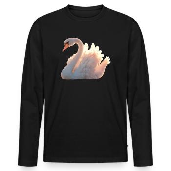 Swan Mute Swan Goose Duck Swan White Swans - Men's Premium Organic Long Sleeve Shirt - black - Front - Nico (187cm)