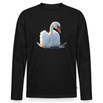 Swan Mute Swan Goose Duck Swan White Swans - Men's Premium Organic Long Sleeve Shirt - black - Front - Nico (187cm)