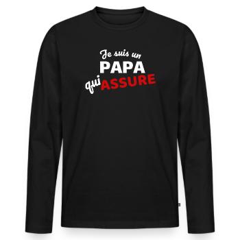Je suis un papa qui assure - T-shirt manches longues Premium bio Homme - noir - Devant - Nico (187cm)