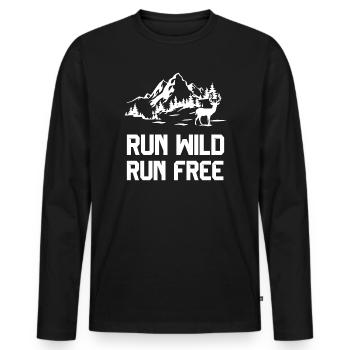 Trail Running - Run Wild, Run Free - T-shirt manches longues Premium bio Homme - noir - Devant - Nico (187cm)