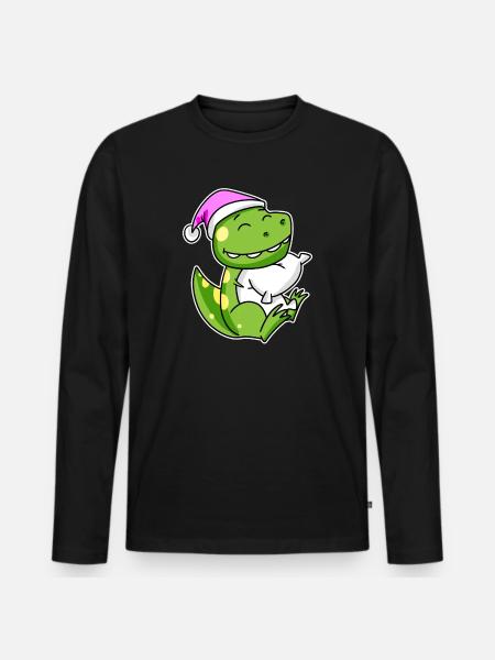 Dinosaur Tired Sleeping Sleeping Girl - Men's Premium Organic Long Sleeve Shirt - black