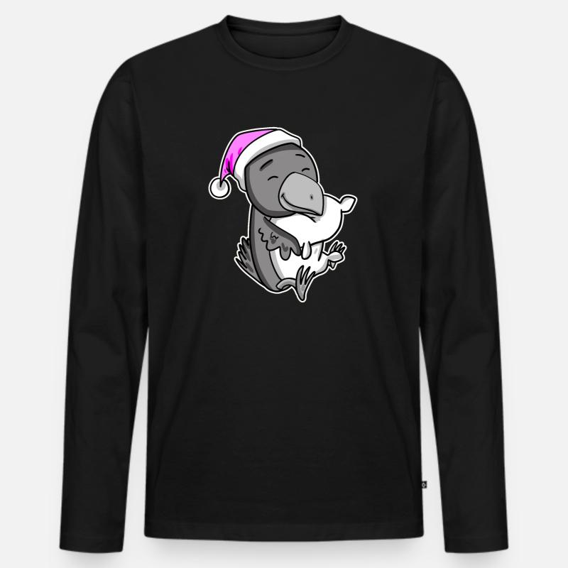 Krähe Müde Ausschlafen Schlafen Mädchen - Männer Premium Bio Langarmshirt - Schwarz