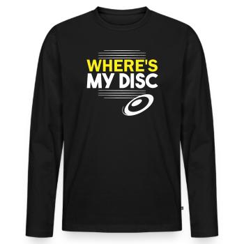 Où est mon disque ? - T-shirt manches longues Premium bio Homme - noir - Devant - Nico (187cm)