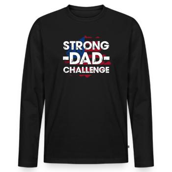 Strong Dad Challenge Tee - Men's Premium Organic Long Sleeve Shirt - black - Front - Nico (187cm)