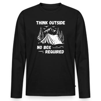Camping, Randonnée, Forêt - Pensez à l’extérieur - T-shirt manches longues Premium bio Homme - noir - Devant - Nico (187cm)
