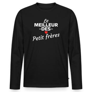 The best of the little brothers - Men's Premium Organic Long Sleeve Shirt - black - Front - Nico (187cm)