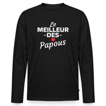 Design Graphique Le Meilleur des Papous - T-shirt manches longues Premium bio Homme - noir - Devant - Nico (187cm)