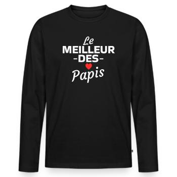 Textual Design : Le Meilleur des Papis - T-shirt manches longues Premium bio Homme - noir - Devant - Nico (187cm)