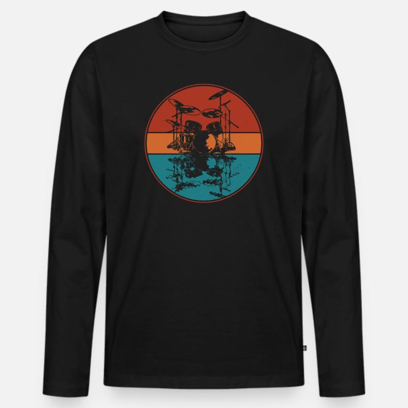 Drum set - Männer Premium Bio Langarmshirt - Schwarz