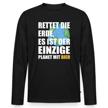 La bière sauve la planète - T-shirt manches longues Premium bio Homme - noir - Devant - Nico (187cm)