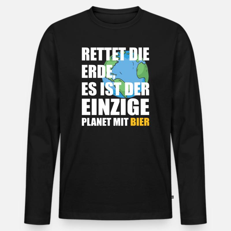 Bier Planet Retten - Männer Premium Bio Langarmshirt - Schwarz