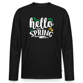 Hello Spring - Men's Premium Organic Long Sleeve Shirt - black - Front - Nico (187cm)