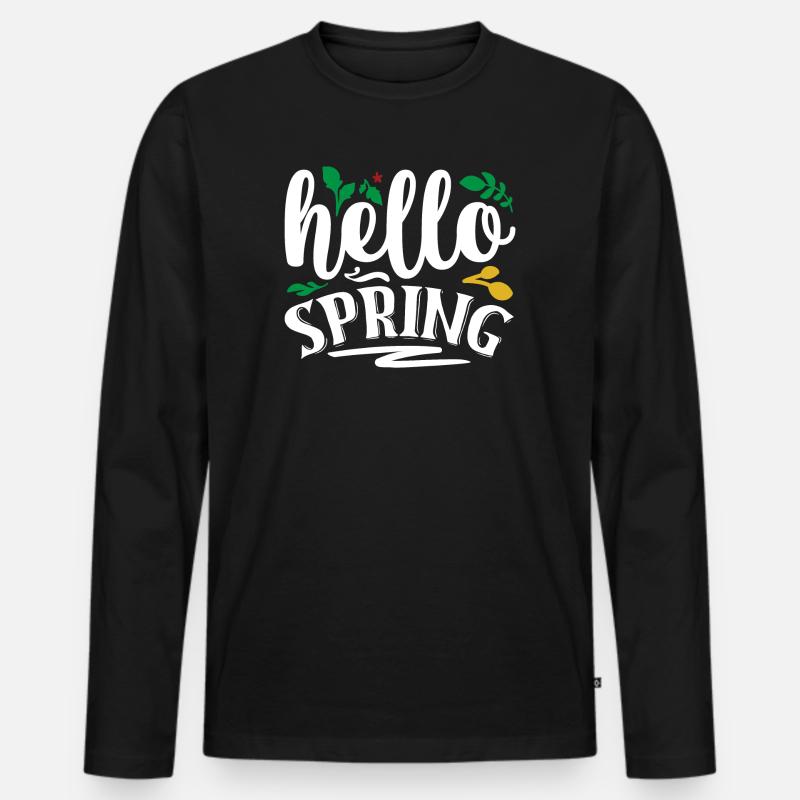 Hallo Frühling - Männer Premium Bio Langarmshirt - Schwarz