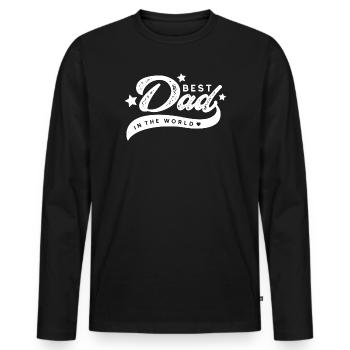Best Dad in the World - Men's Premium Organic Long Sleeve Shirt - black - Front - Nico (187cm)