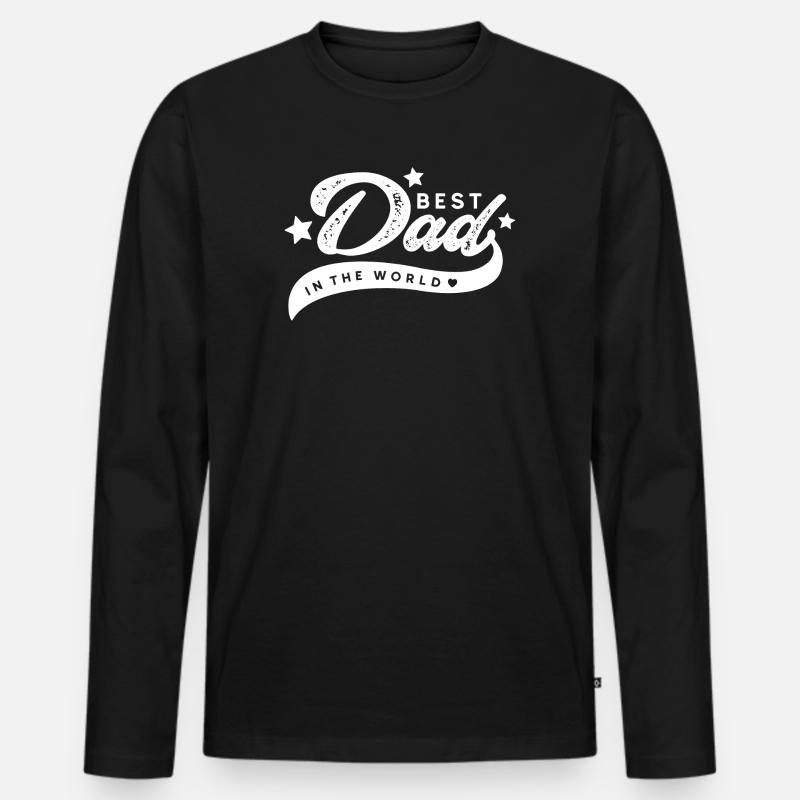 Bester Vater der Welt - Männer Premium Bio Langarmshirt - Schwarz