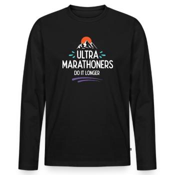 Les ultra-marathoniens le font plus longtemps - T-shirt manches longues Premium bio Homme - noir - Devant - Nico (187cm)