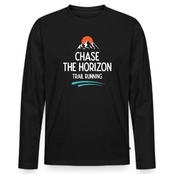 Trail Running - Chase The Horizon - Men's Premium Organic Long Sleeve Shirt - black - Front - Nico (187cm)