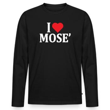 t-shirt j’aime Moïse t-shirt idée cadeau - T-shirt manches longues Premium bio Homme - noir - Devant - Nico (187cm)
