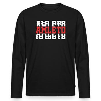 t-shirt Amleto t-shirt idée cadeau texte empilé - T-shirt manches longues Premium bio Homme - noir - Devant - Nico (187cm)
