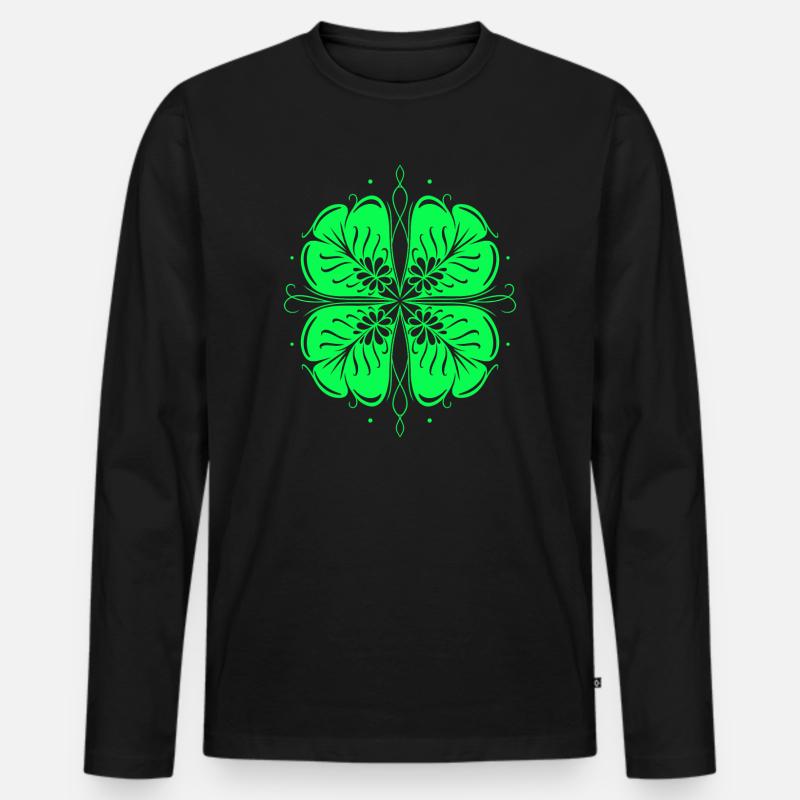 Klee St Patricks Day Kleeblatt - Männer Premium Bio Langarmshirt - Schwarz