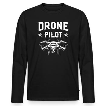 Pilote de drone - T-shirt manches longues Premium bio Homme - noir - Devant - Nico (187cm)