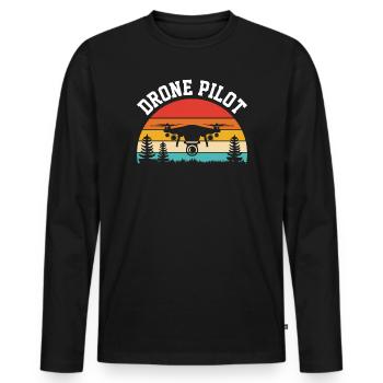 Pilote de drone - T-shirt manches longues Premium bio Homme - noir - Devant - Nico (187cm)