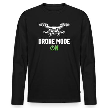 Mode drone activé - T-shirt manches longues Premium bio Homme - noir - Devant - Nico (187cm)