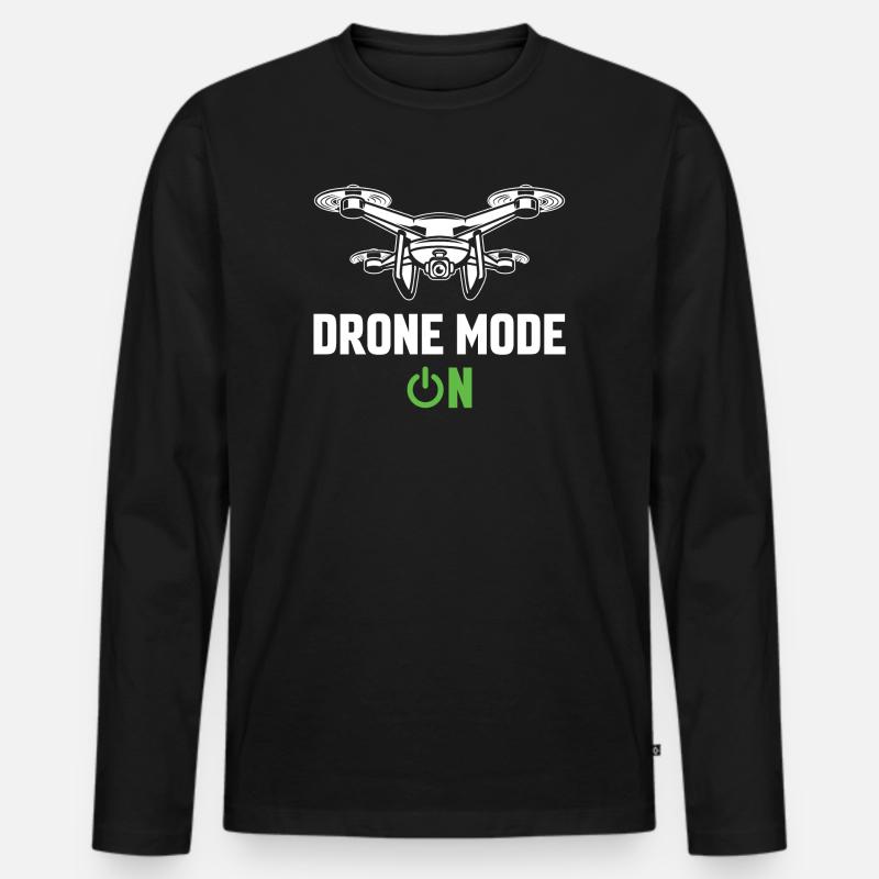 Drohnen-Modus Ein - Männer Premium Bio Langarmshirt - Schwarz
