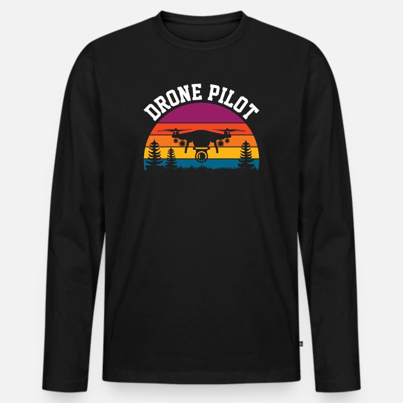 Drohnen-Pilot - Männer Premium Bio Langarmshirt - Schwarz