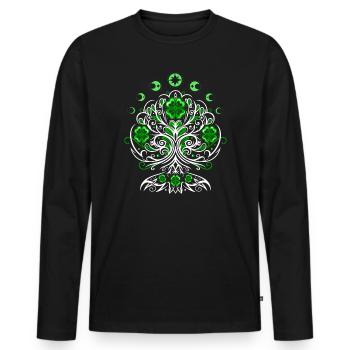 St Patricks Day Lebensbaum mit Mondphasen - Männer Premium Bio Langarmshirt - Schwarz - Vorne - Nico (187cm)