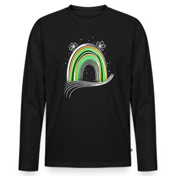 Arc en ciel de la fête irlandaise avec Shamrock St Patrick’s Day - T-shirt manches longues Premium bio Homme - noir - Devant - Nico (187cm)