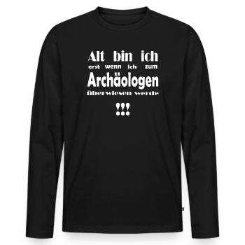 Archäologe - Männer Premium Bio Langarmshirt - Schwarz - Vorne - Nico (187cm)