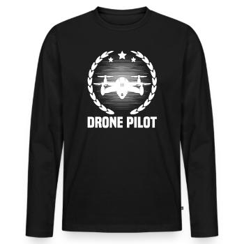 Pilote de drone - T-shirt manches longues Premium bio Homme - noir - Devant - Nico (187cm)