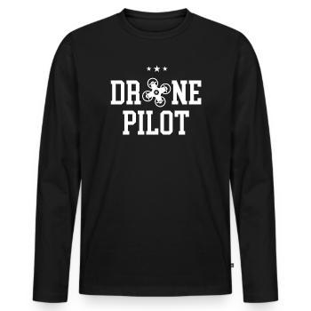 Pilote de drone - T-shirt manches longues Premium bio Homme - noir - Devant - Nico (187cm)
