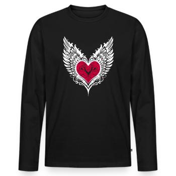 Heart Wings Winged Heart - Men's Premium Organic Long Sleeve Shirt - black - Front - Nico (187cm)