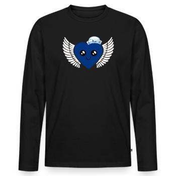 Bleu Maritime Jeune Marin Marin Marin Coeur de Marin - T-shirt manches longues Premium bio Homme - noir - Devant - Nico (187cm)