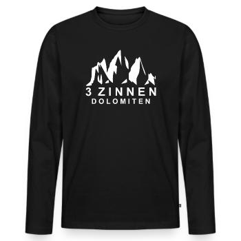 Dolomites des Trois Pics - T-shirt manches longues Premium bio Homme - noir - Devant - Nico (187cm)