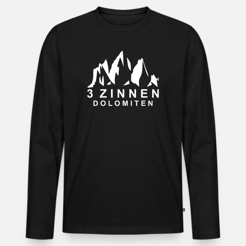 Drei Zinnen Dolomiten - Männer Premium Bio Langarmshirt - Schwarz