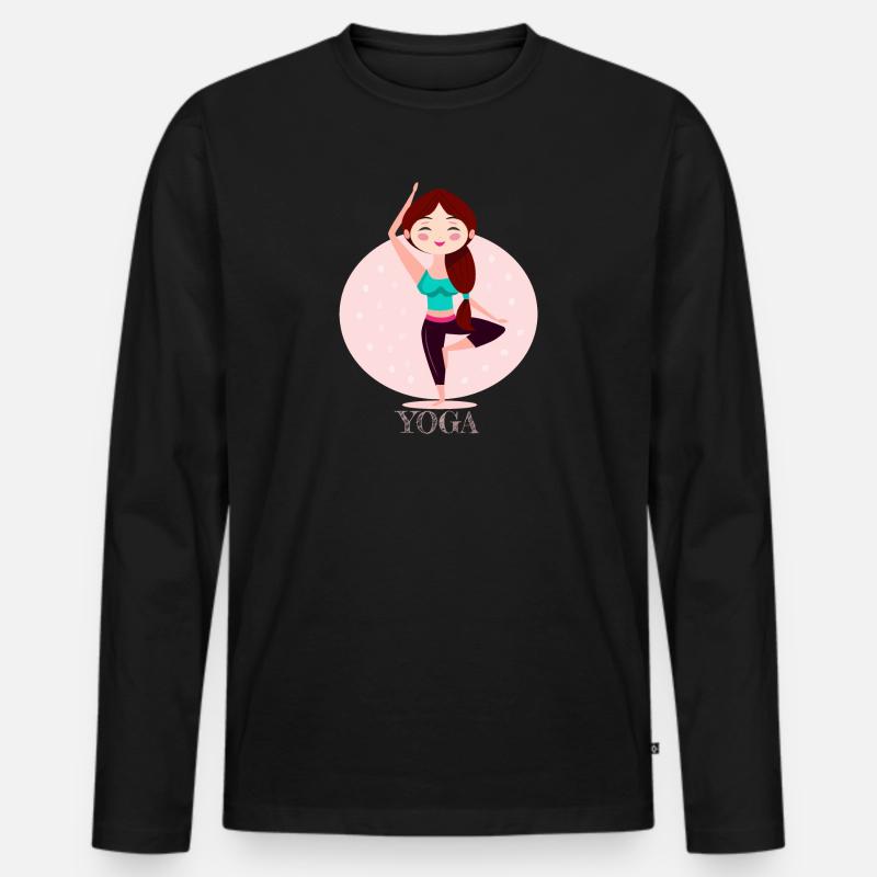 Yoga-Mädchen - Männer Premium Bio Langarmshirt - Schwarz