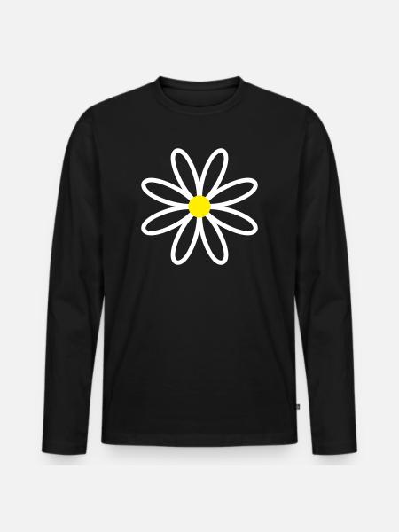 Daisy Gänseblümchen - Männer Premium Bio Langarmshirt - Schwarz