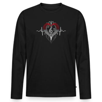 Heartbeat Music Heart Pulse Notes - Men's Premium Organic Long Sleeve Shirt - black - Front - Nico (187cm)