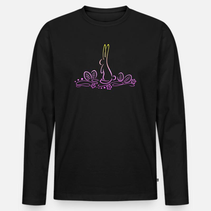 Osterhase Silhouette mit Ostereiern - Männer Premium Bio Langarmshirt - Schwarz