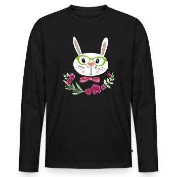 Osterhase Osterfest - Männer Premium Bio Langarmshirt - Schwarz - Vorne - Nico (187cm)